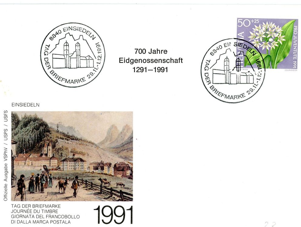 Tag Der Briefmarke Einsiedeln 1991 Mit Zudruck 700 J. Eidgen | Kaufen ...