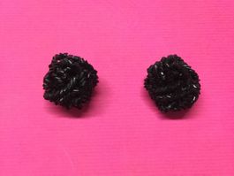 Schwarze Vintage Clip Ohrringe 80er Jahre Party Retro Loo...