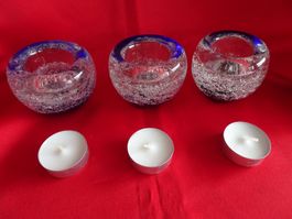 Glas Kerzenhalter 3 Stück, massiv Vollglas 1,400 Kilo schwer