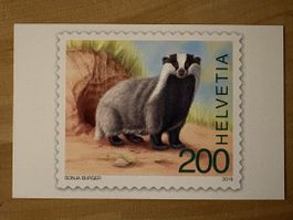 AK mit Tier Briefmarken Motiv von Sonja Burger