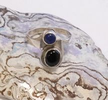 Silberring Onyx und Lapislazuli Vintage