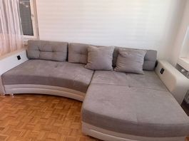 Moderne Ecksofa-Wohnlandschaft mit LED & Soundsystem