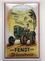 Blechschild-FENDT DIESELROSS-TRAKTOR FÜR SAAT-ERNTE-FELD WAL