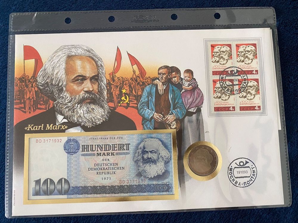 Münzbrief mit 100 Mark Banknote Deutschland Karl Marx (Gebraucht) in ...