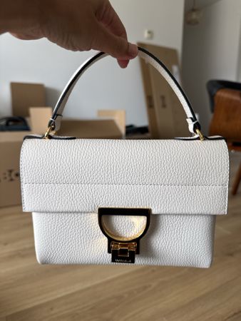 Coccinelle Arlettis Mini/Medium White Leather Handbag – Gold