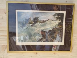 Grafik Rheinfall Federly gerahmt guter Zustand 40x30cm