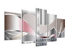 Leinwandbild „Modern Silver Waves“ – 5-teilig, 200 × 100 cm