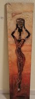 Afrikanische Frau, Wandbild, Afrika Deko, aus Holz 116x25cm