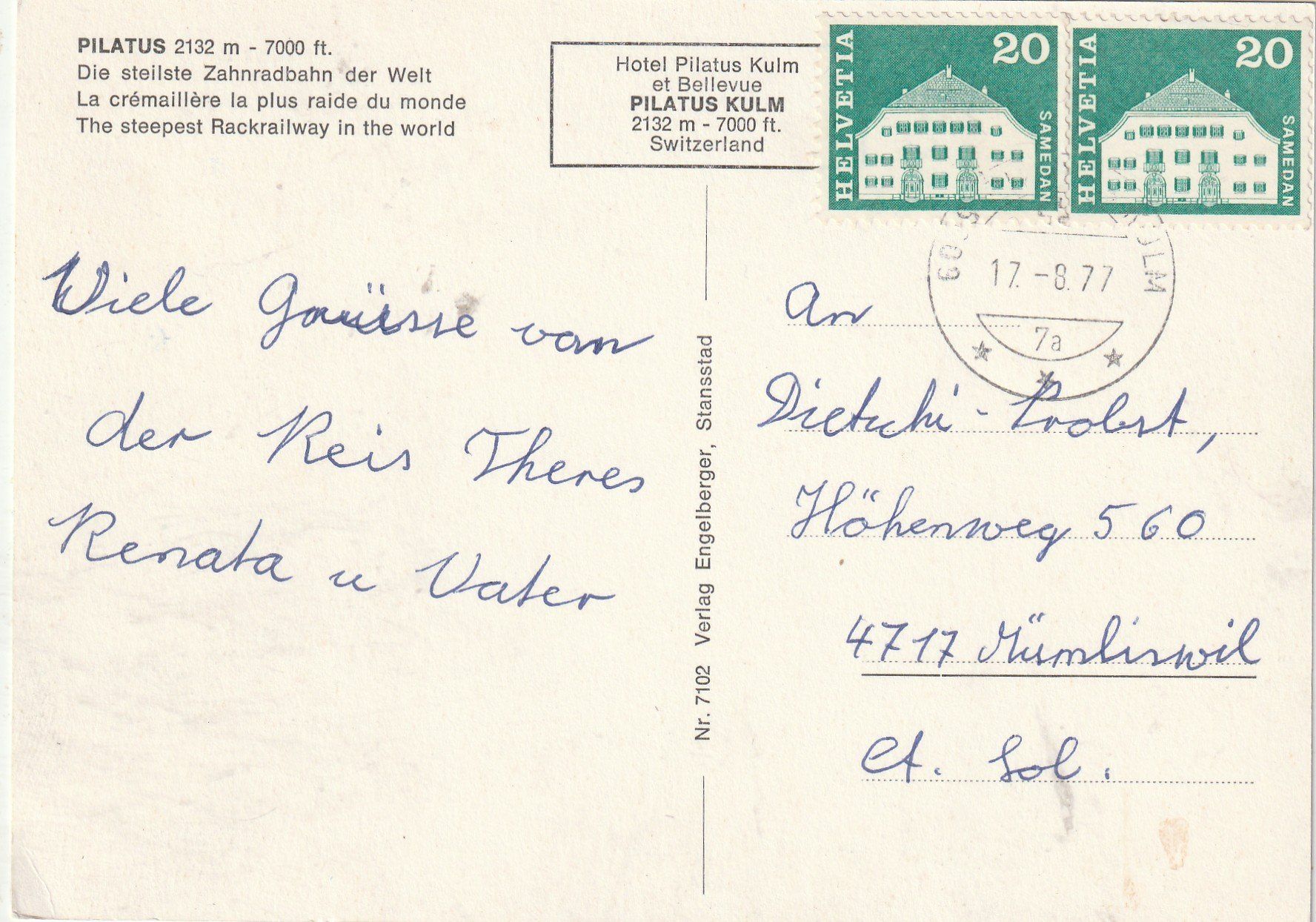 Cartes postales: Pilatus Bahn – D'occasion à Lumbrein par made02 1