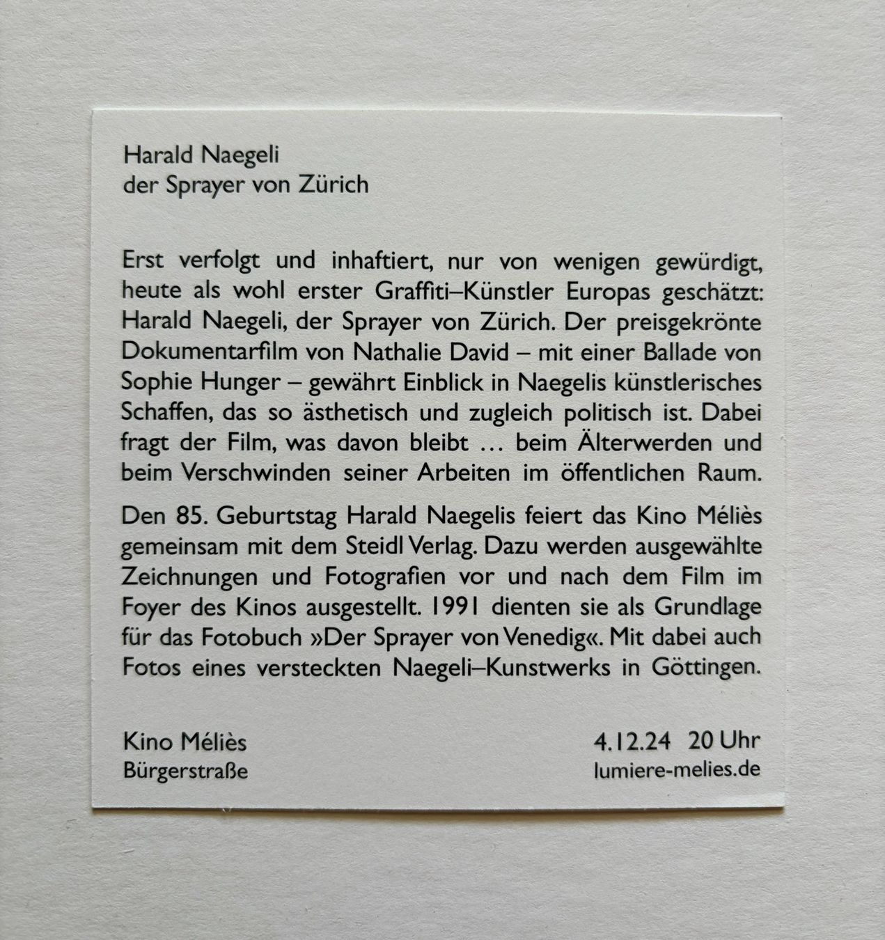 Libri: Harald Naegeli, Kunstheft – Nuovo (secondo la descrizione) da Regensdorf venduto da JoergR 9