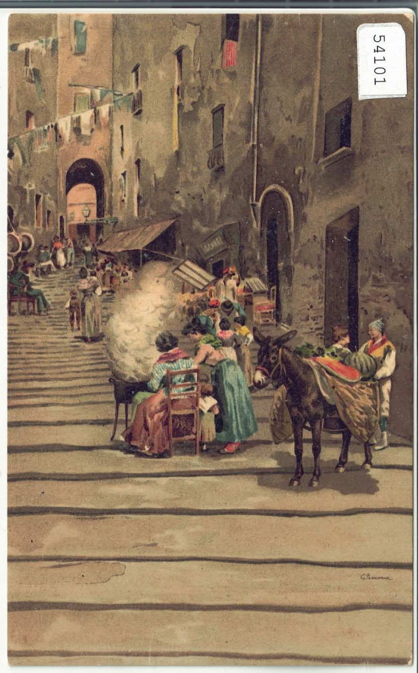 Cartoline postali: Napoli - Strassenszene - animee - Litho – Usato da Ettingen venduto da Kartenplanet
