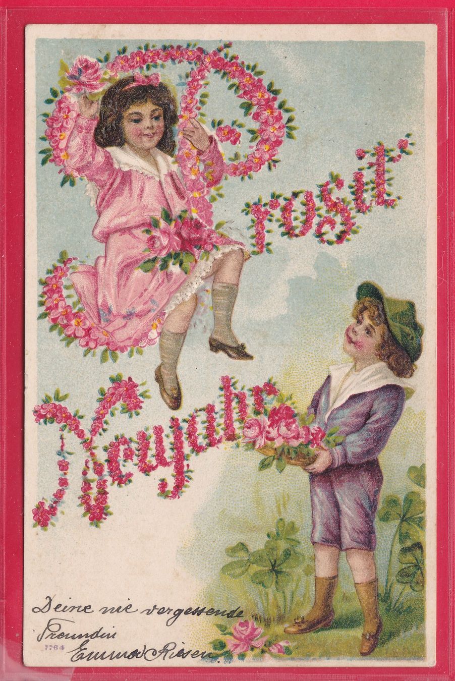 Ansichtskarten: PRÄGEKARTE, PROSIT NEUJAHR, 31.12.1906 – Gebraucht aus Oberrieden von Gebirgsstelze