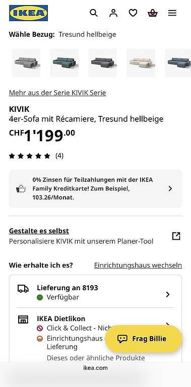 Divani: IKEA KIVIK 4er Sofa Tresund Hellbeige – Usato da Eglisau venduto da 1fh_s9l8 1