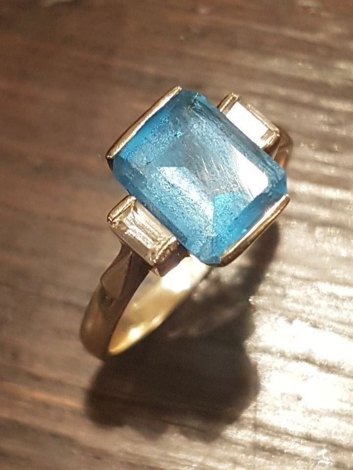 Bagues: Eleganter Ring mit blauem Stein – Neuf (Voir description) à Unterägeri par Altgoldschmuck