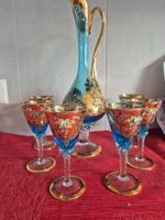 Carafe et verres à vin décorés, vintage C52