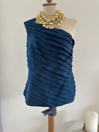 Magnifique haut bleu marine drapé taille 40/UK 12, parfait p