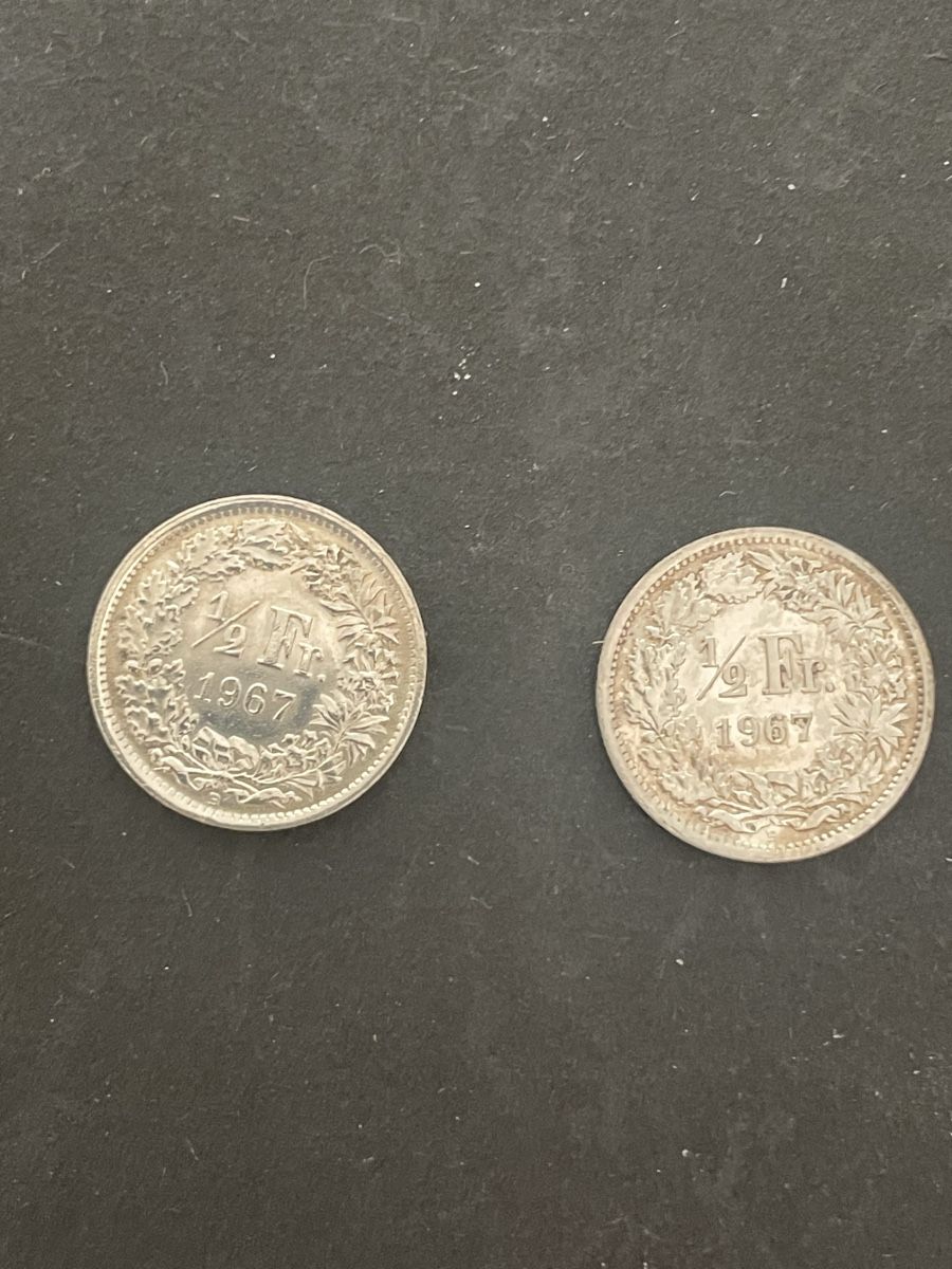 Alle Münzen: 2 x -.50 Silber CH Jahr 1967 – Gebraucht aus Meierskappel von Hala03