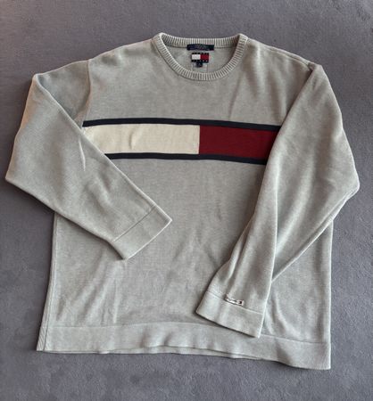Vintage Tommy Jeans Pullover in Grau, Gr. XL - Top Zustand!