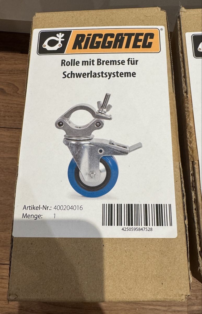 Altro per stoccaggio & trasporto: Riggatec Rolle mit Bremse f. Schwerlastsysteme, 100mm Rollen – Nuovo e nell'imballaggio originale da meierskappel venduto da funkydegreng