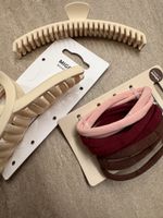 Haar-Set: 2 Haarspangen + 6 Haargummis, Herbstfarben