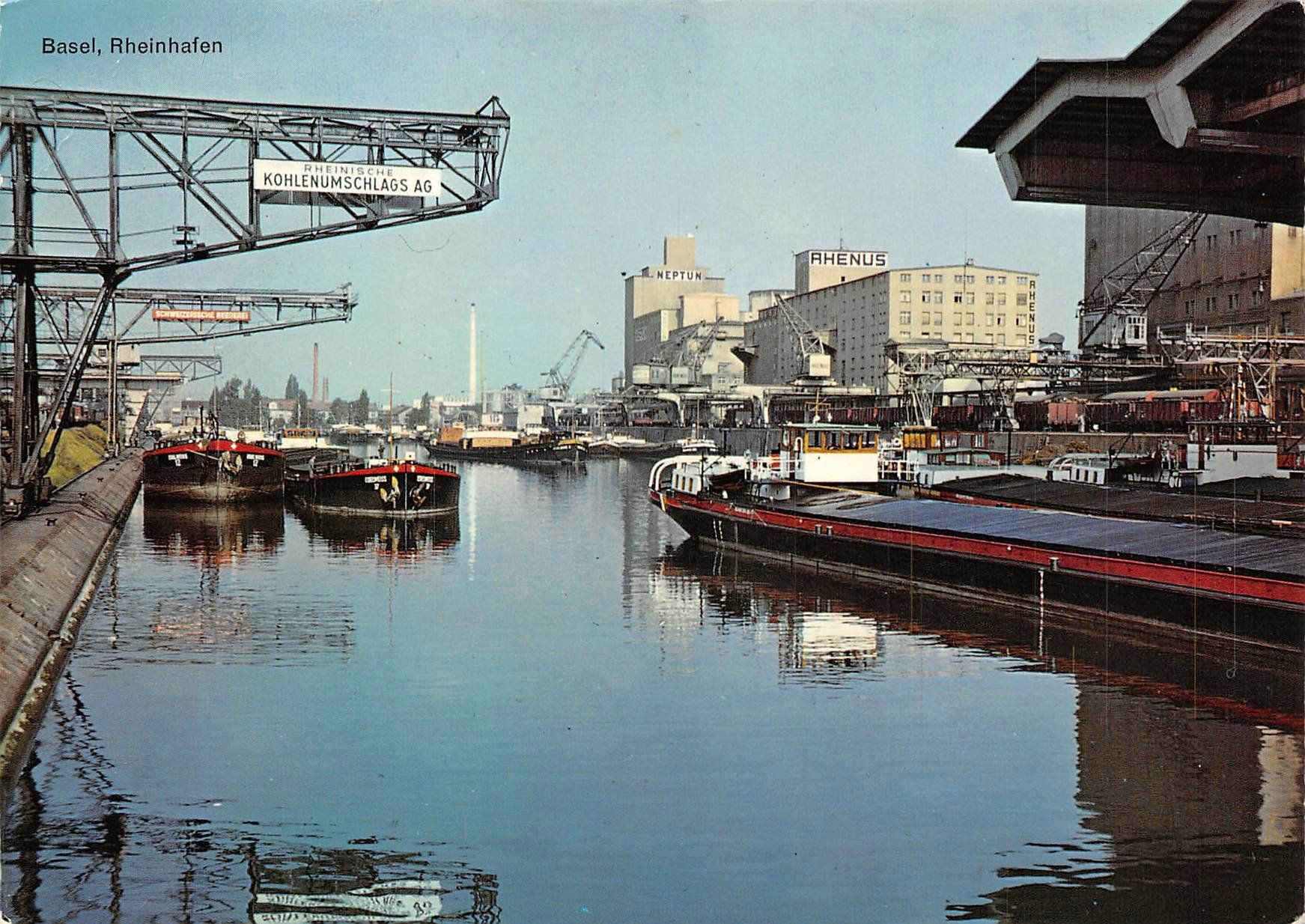 Cartoline postali: Basel, Rheinhafen – Usato da Ottikon b.Kemptth. venduto da Neptun1974