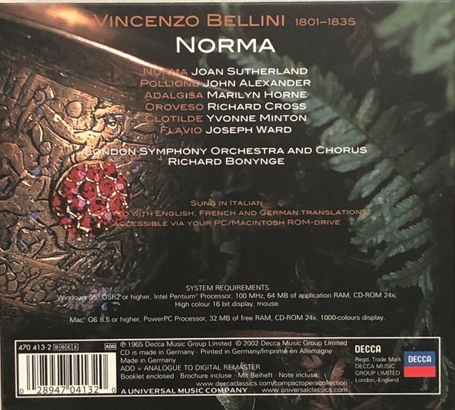 CD: Bellini - Norma (Sutherland/Horne, Bonynge) – Usato da Grüningen venduto da azulamarillo 1