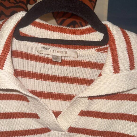 Maglioni & Felpe: Anthropologie Flat White stripe rust polo collar pullover M – Usato da Geneve venduto da readycat 3