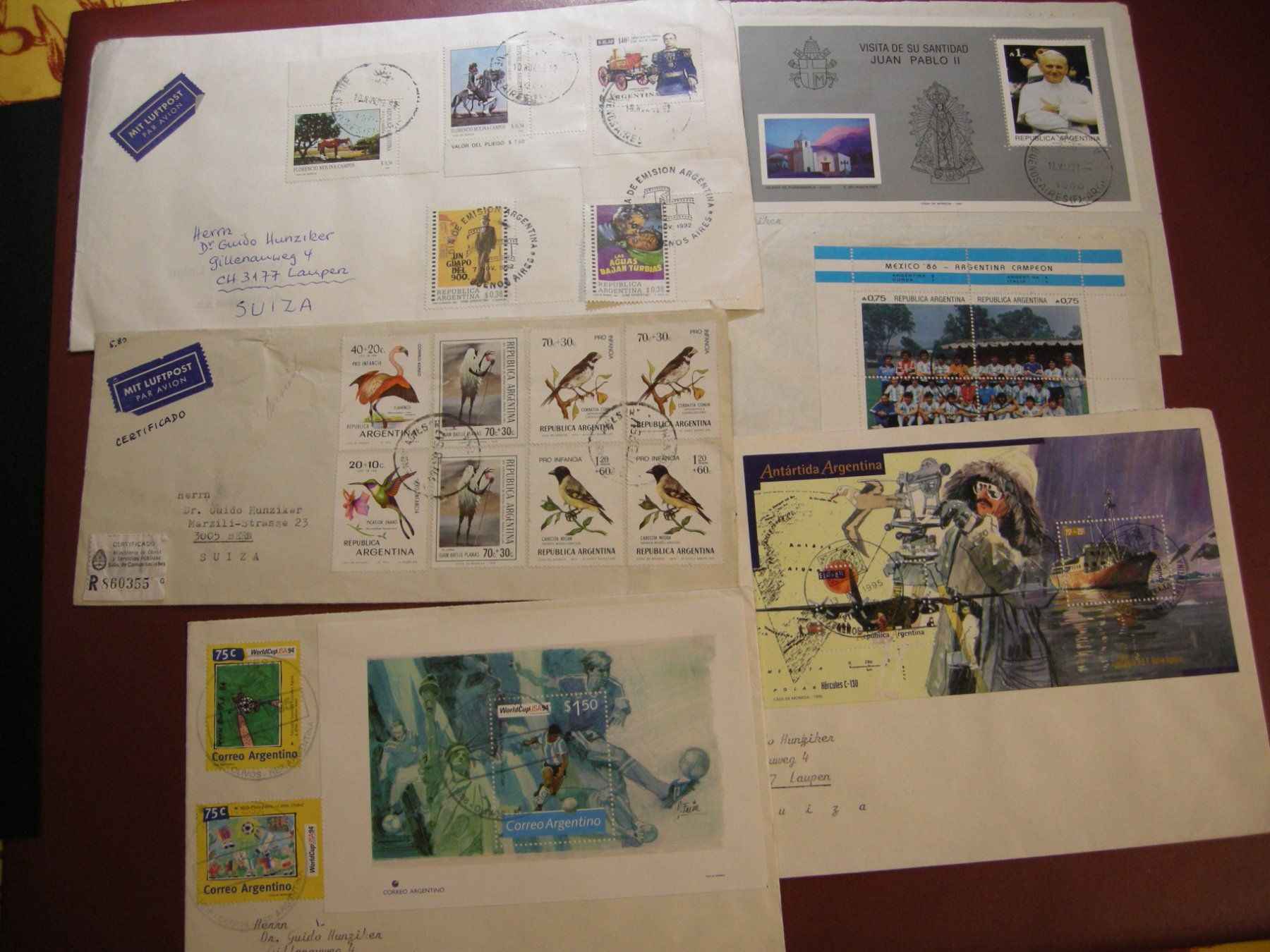 Alle Briefmarken: 6 SCHÖNE LUFTPOSTBRIEFE AUS ARGENTINIEN – Gebraucht aus Eschenbach SG von eDaisy
