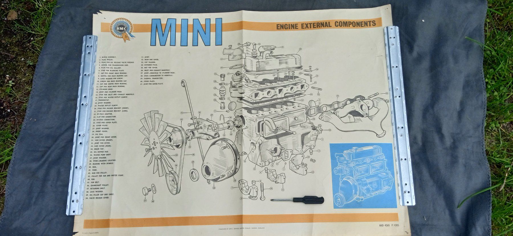 Posters & Illustrations: Mini BMC Drawing Engine External Components AKD 4265 P. 1085 – D'occasion à Dürnten par theoldstyler