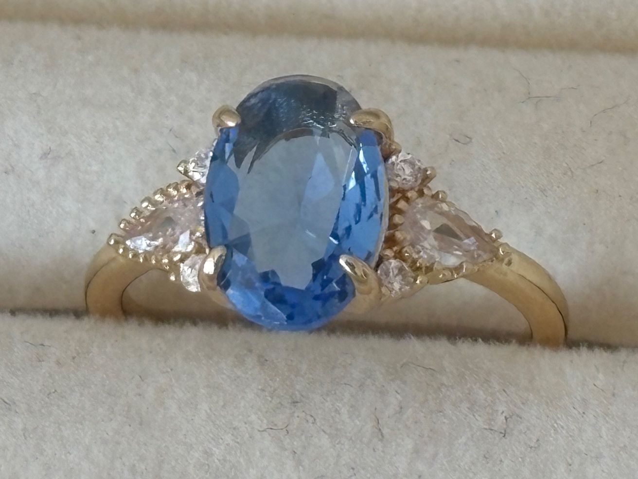 Anelli: Luxus Elegante Gr.19/9 Ring Farbe:  Gold/ blau – Nuovo (secondo la descrizione) da Biel-Bienne venduto da Roserosse13 5