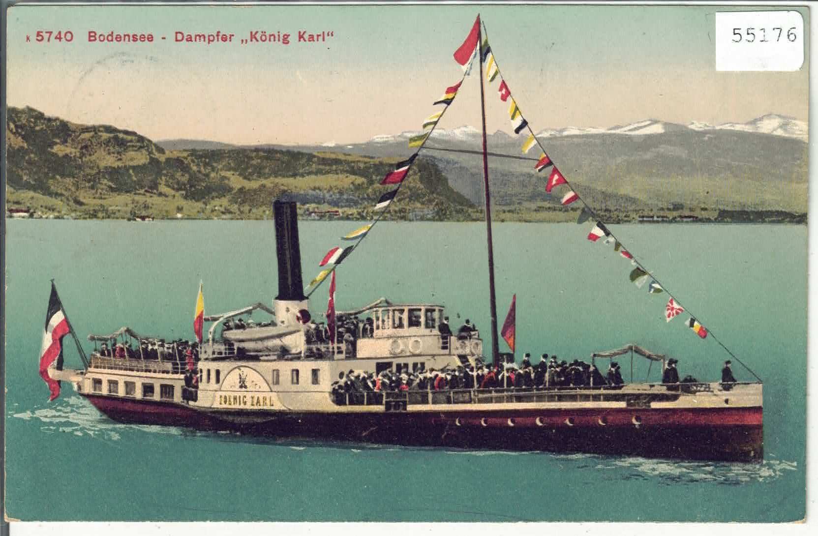 Cartoline postali: Bodensee - Dampfer "König Karl" - Litho – Usato da Ettingen venduto da Kartenplanet