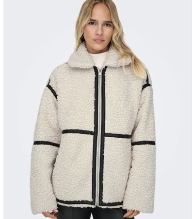 Only Teddy Jacke Winterjacke Gr. L  Beige/Schwarz Top!