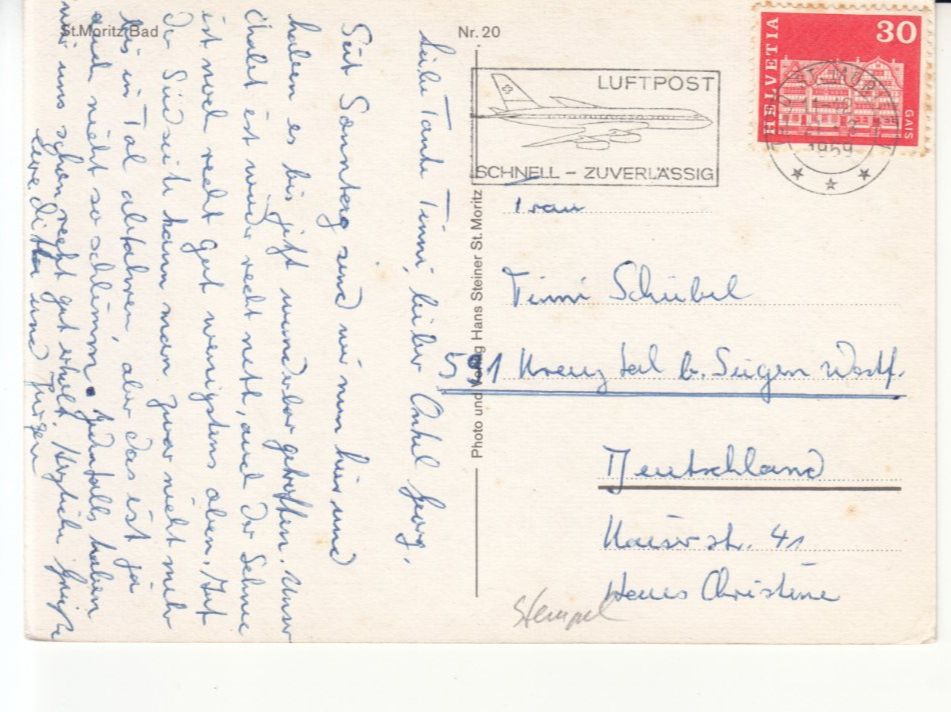 Cartoline postali: St. Moritz Bad 1969 – Usato da Bürglen TG venduto da StampGraf 1