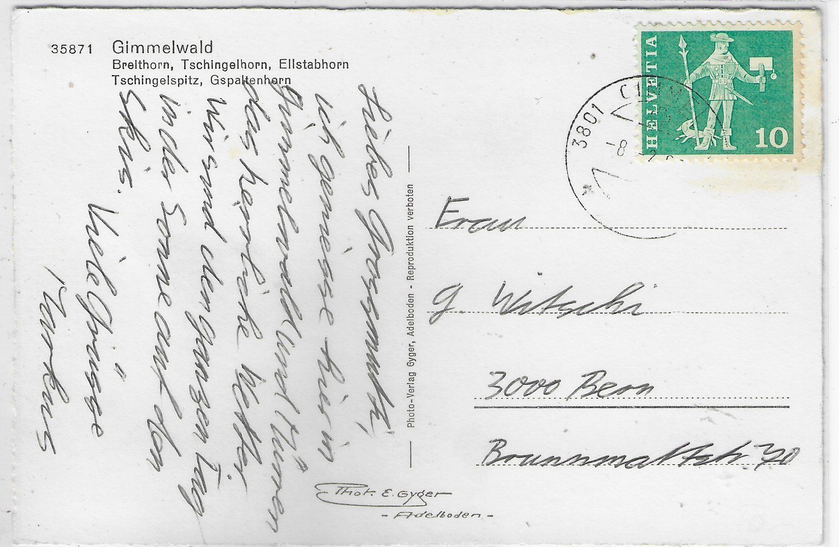 Cartoline postali: Gimmelwald im Winter - Photo: E. Gyger – Usato da Ettingen venduto da Kartenplanet 1