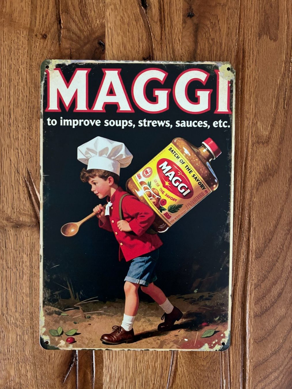 Cucine complete: Maggi - Schönes Blechschild - Küchengehilfe-  - neu – Nuovo e nell'imballaggio originale da Bremgarten AG venduto da Eurotiz