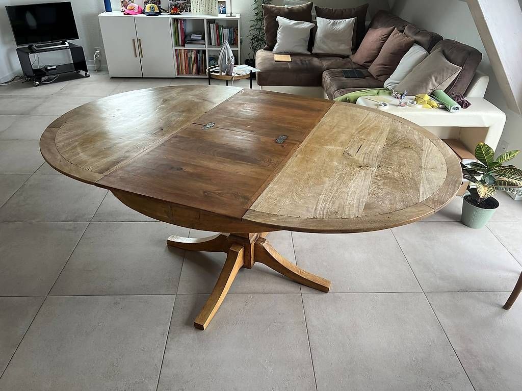 Tavoli: Table ronde en manguier, avec rallonge – Usato da Corcelles NE venduto da snic1101 1