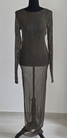 Kleid lang Glitzer Schwarz/Gold Grösse M neu mit Etikett