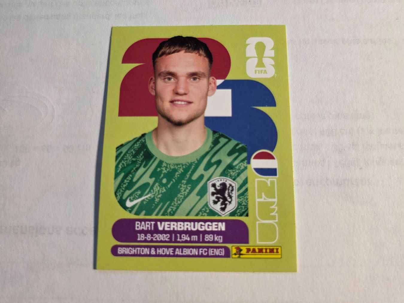 Panini Carte collezionabili: Panini  2026 BART VERBRUGGEN NED  2 – Nuovo (secondo la descrizione) da Grand-Lancy venduto da Seo67