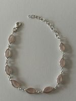 Armband aus Sterling Silber & Rosenquarz Steinen