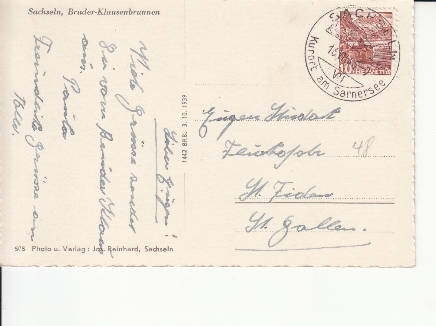 Cartoline postali: Sachseln 1946 – Usato da Bürglen TG venduto da StampGraf 1