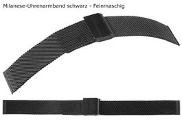Uhrenband Milanaiseband 24mm Feinmaschig schwarz