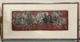 Farblithografie Sechs Pferde von Hans Erni handsigniert