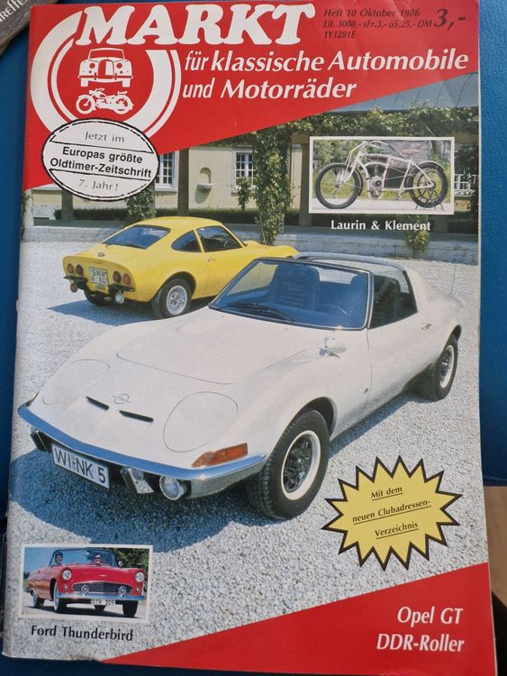 Opel GT DDR Roller Laurin & Klement Motorrad Jaguar MK2