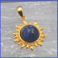 ♛ Sonnenzauber Lapislazuli Anhänger 925 Silber Vergoldet