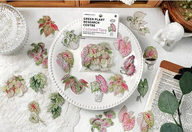 50 Aufkleber Blumen & Blätter – Buntes Dekor-Set (ca. 6x6 Cm, PVC)