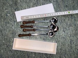 Fondue Chinoise Saucenlöffel Set 4 Stk. mit Holzgriff NOS
