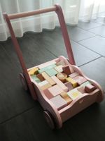 Lernlauf Holzwagen rosa