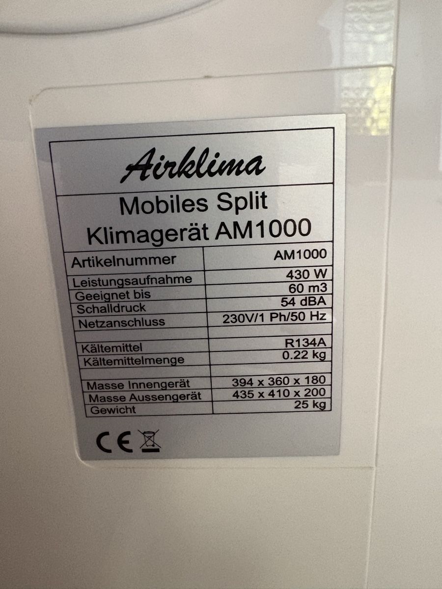Condizionatori: Airklima Mobiles Split Klimagerät AM1000 – Usato da Safenwil venduto da Jimmy710_2