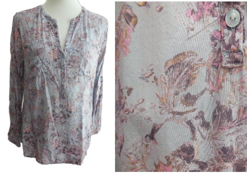 Tom Tailor Camicette: Gr 40 TOM TAILOR Bluse flieder/hellbau/aoricot Blumen LEICHT – Usato da Basel venduto da FRAU.ZAUBER.MOND