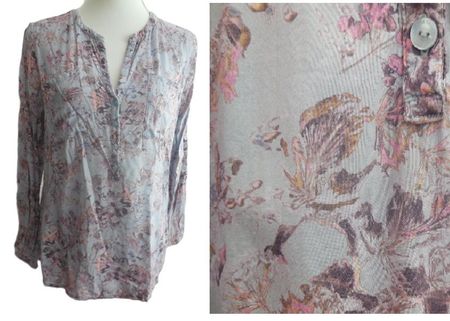 Gr 40 TOM TAILOR Bluse flieder/hellbau/aoricot Blumen LEICHT